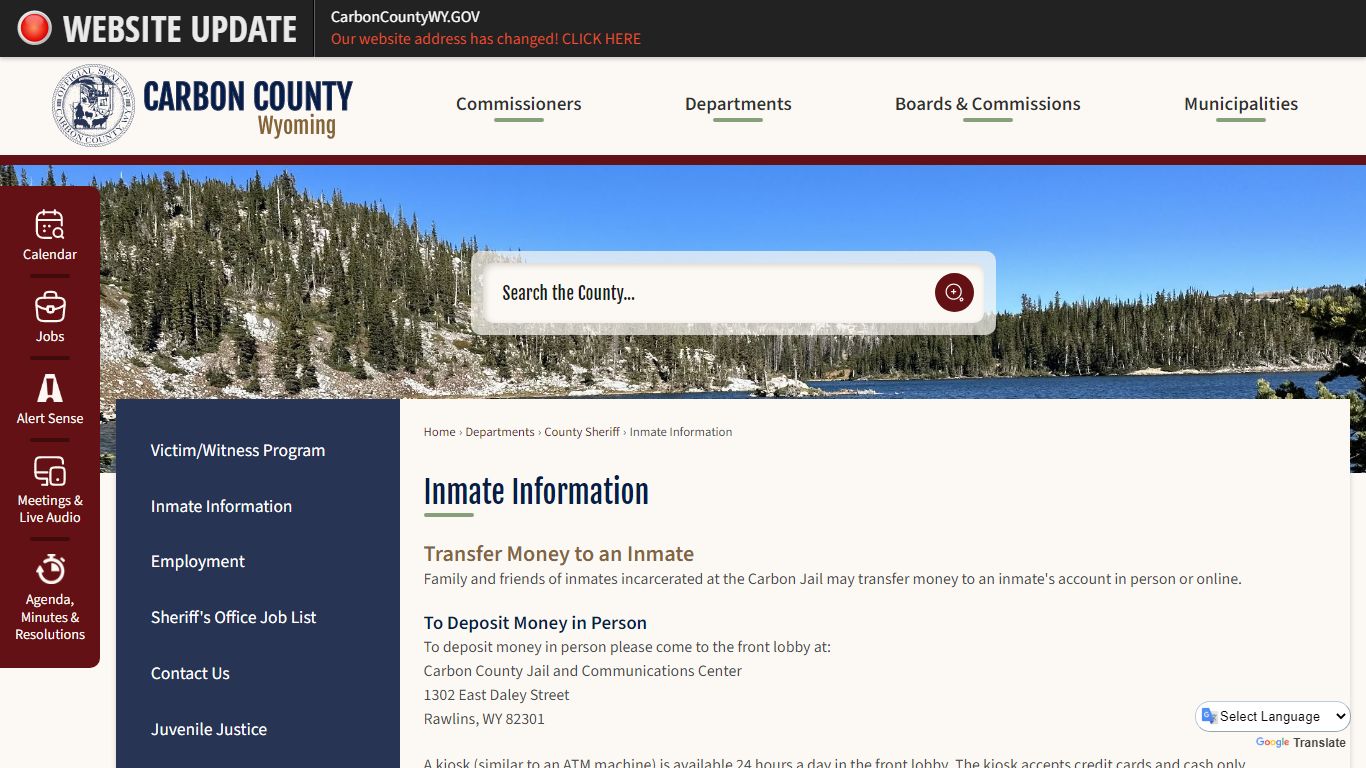 Inmate Information | Carbon County, WY - Official Website