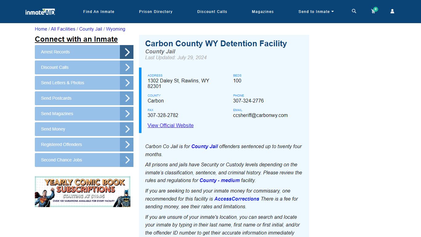 Carbon County WY Detention Facility - Inmate Locator